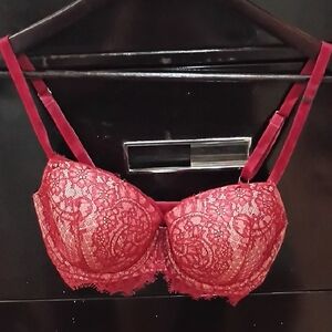 Victoria's Secret 32DDD Dream Angels Red Lace Overlay Bra